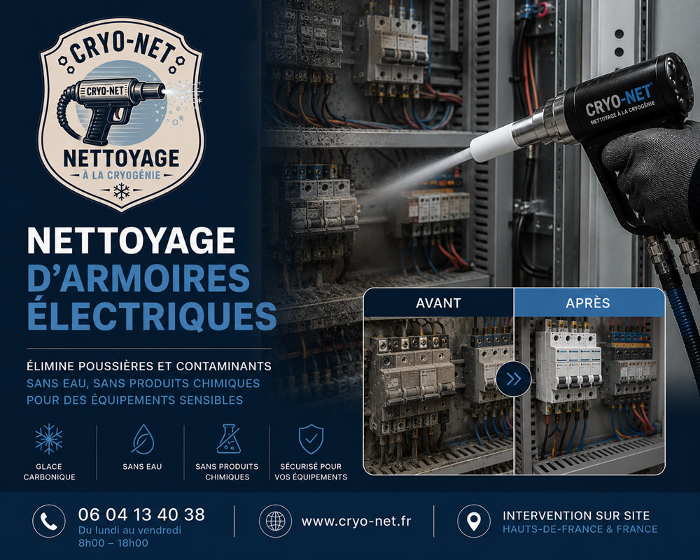 Nettoyage cryogénique d'armoires et tableaux électriques - Cryo-net Nord Hauts-de-France