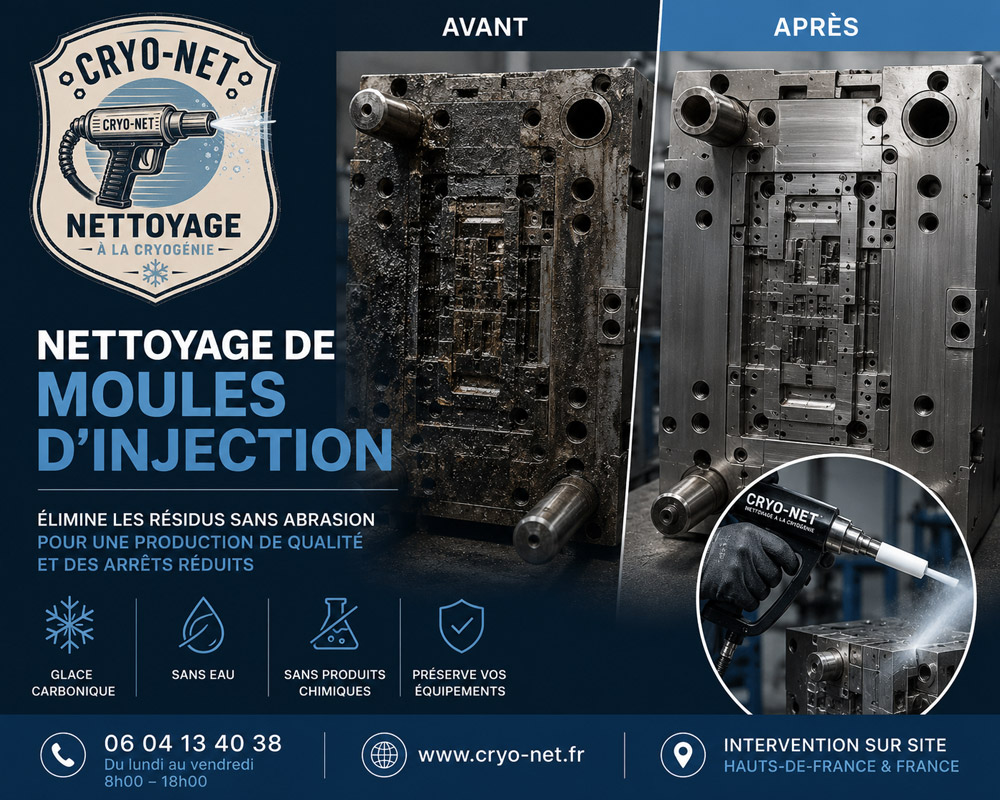 Nettoyage cryogénique de moules d'injection plastique - Cryo-net Nord Hauts-de-France